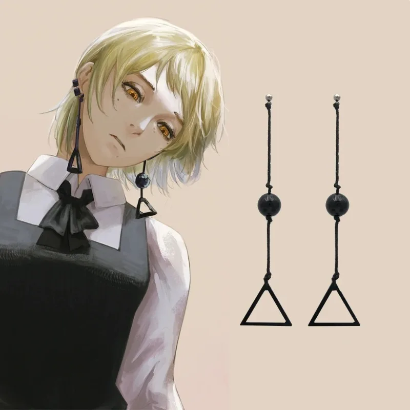 Power Makima Reze Denji Hayakawa Aki Tassel Triangle Earrings with The Same Style As Popular Anime 2D Peripheral Characters