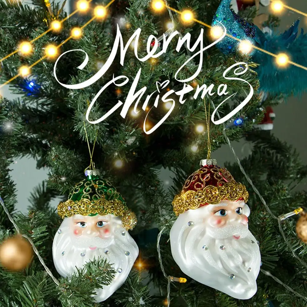 2Pcs/Set Fashion Glass Christmas Old Man Pendant Gifts Home Decoration Christmas Tree Decoration Christmas Ornament Christmas