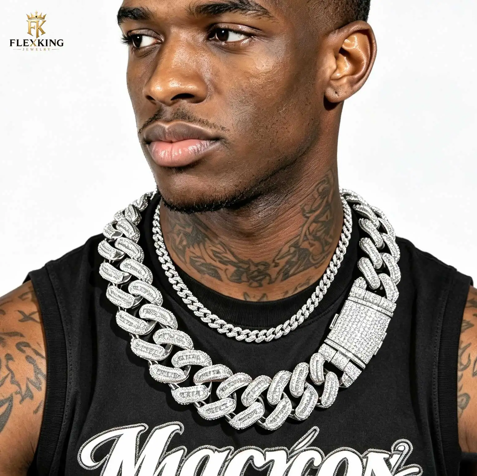 29mm Iced Out Cuban Link Chain Cubic Zirconia Baguette Round CZ Pave Hip Hop Men Necklace Full Diamond Street Rapper Jewelry