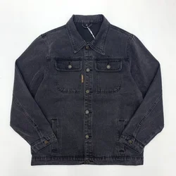 Men Heavyweight Washed Distressed Loose Cropped Denim Jacket High Street Biker Japanese Retro Workwear jackets and Coats for Man