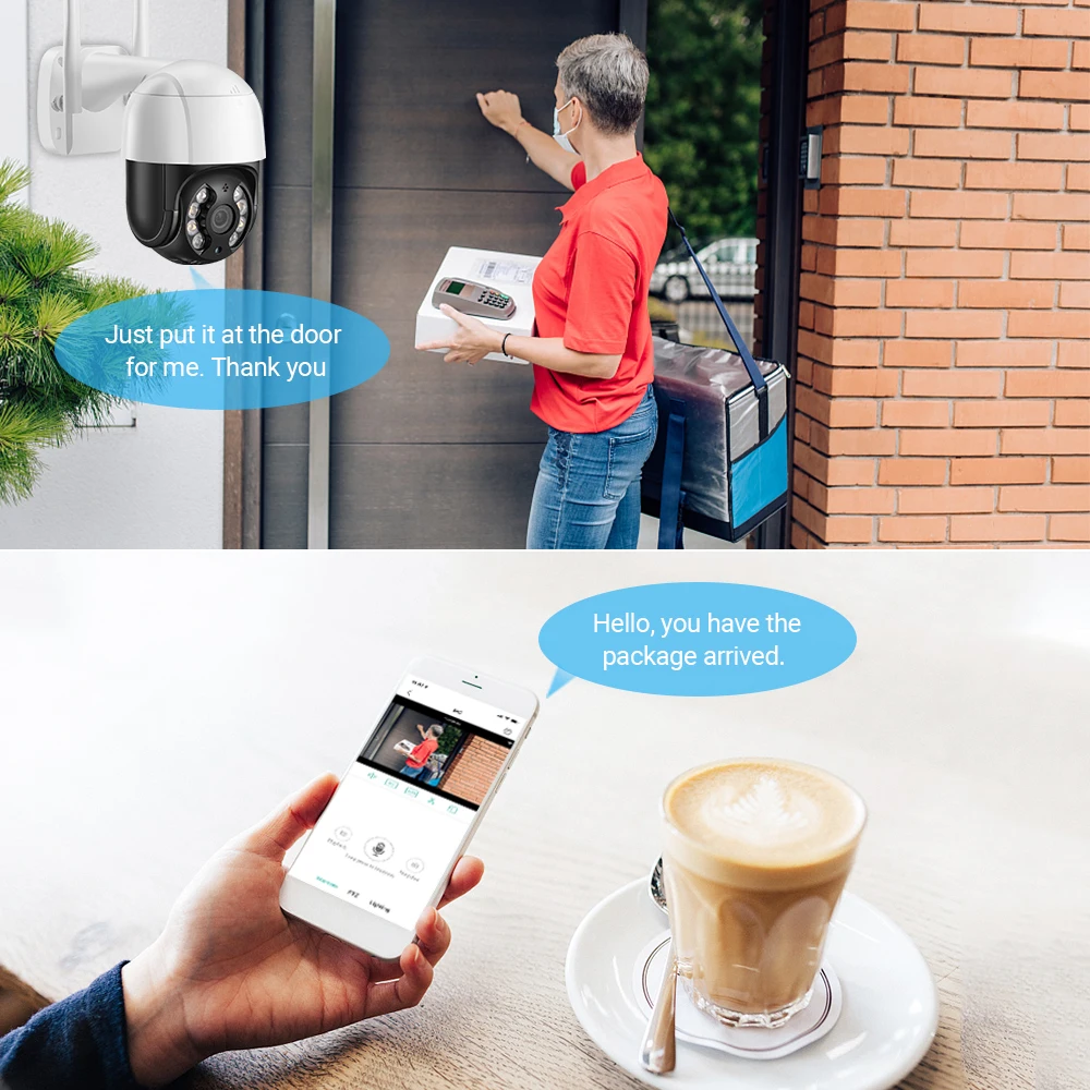 ONVIF-PTZ Câmera de Vigilância IP, 1080P, WiFi, Zoom Digital 4X, AI Human Detect, Visão Noturna Colorida, Câmera CCTV de Segurança, 5MP