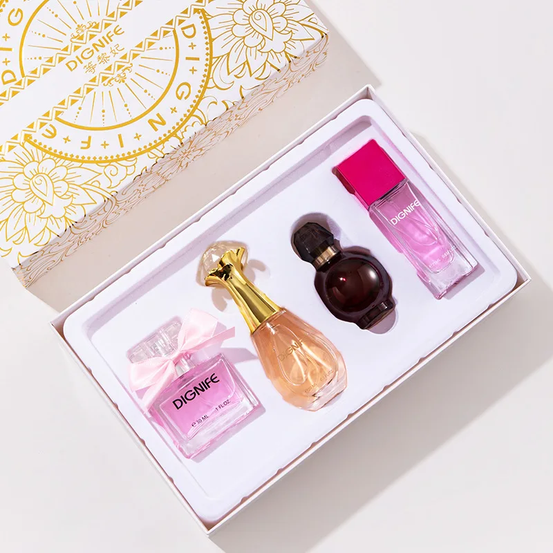 Set de regalo de perfume unisex fresco y duradero 30 30 25 20 ml Fragancia aromática elegante con jazmín Rosa Vainilla Cedarwood Musk