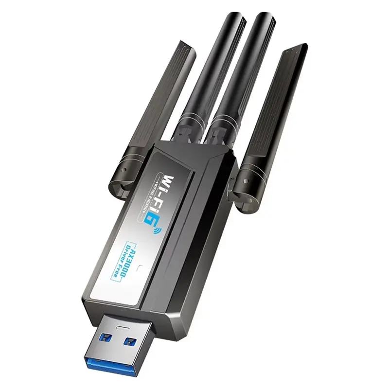 Highly Recommended Wireless Network Card Wifi 6E 3000Mbps Dual Band 2.4G/5Ghz USB 3.0 Receiver Dongle Adapter For Win 10/11