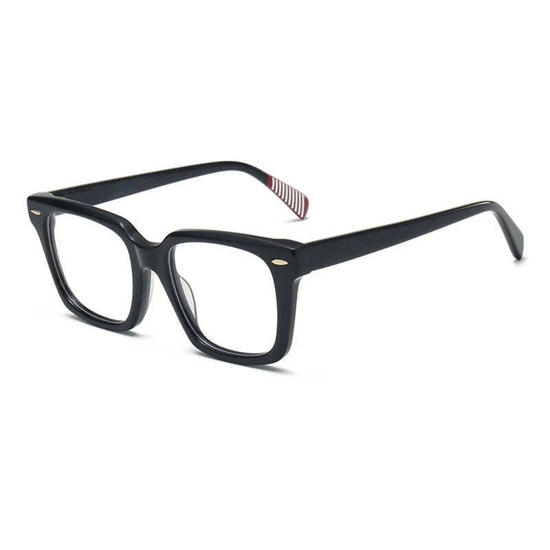 New Europe America Women Fashion Large Square Rivets Acetate Anti Blue Light Myopia Glasses Men Nearsighted Spectacles Students