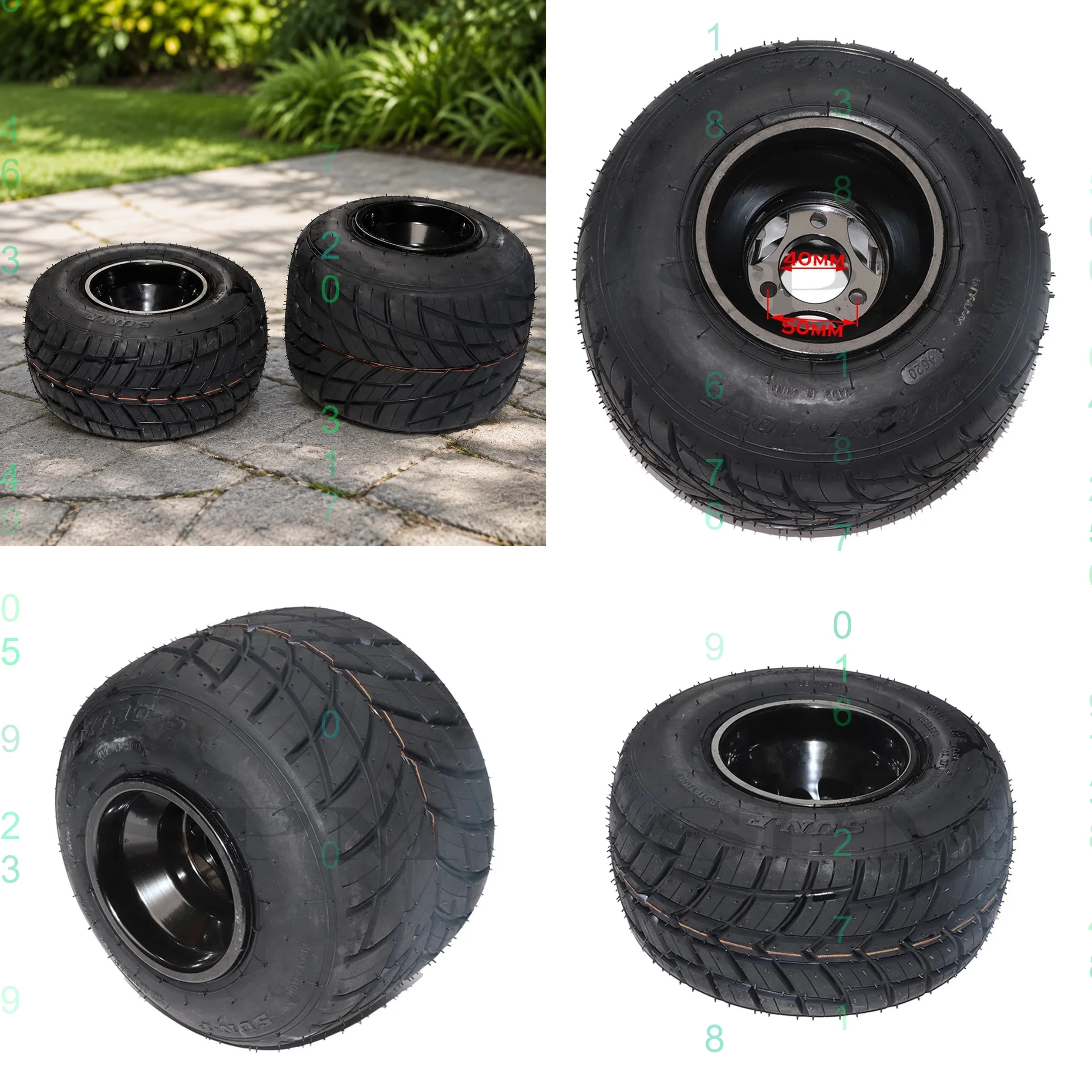 KARTING wheel tire front 10x4.50-5 rear 11x7.10-5 with 5 inch aluminium alloy wheel hub for GO KART ATV UTV Buggy