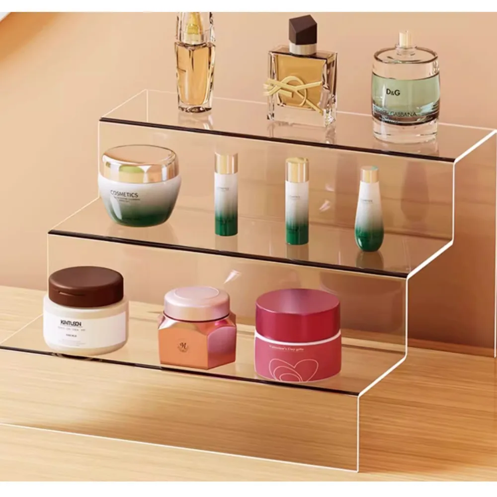 Three-layer Acrylic Shoe Rack Transparent Ladder Type Cosmetic Display Storage Rack 1PC