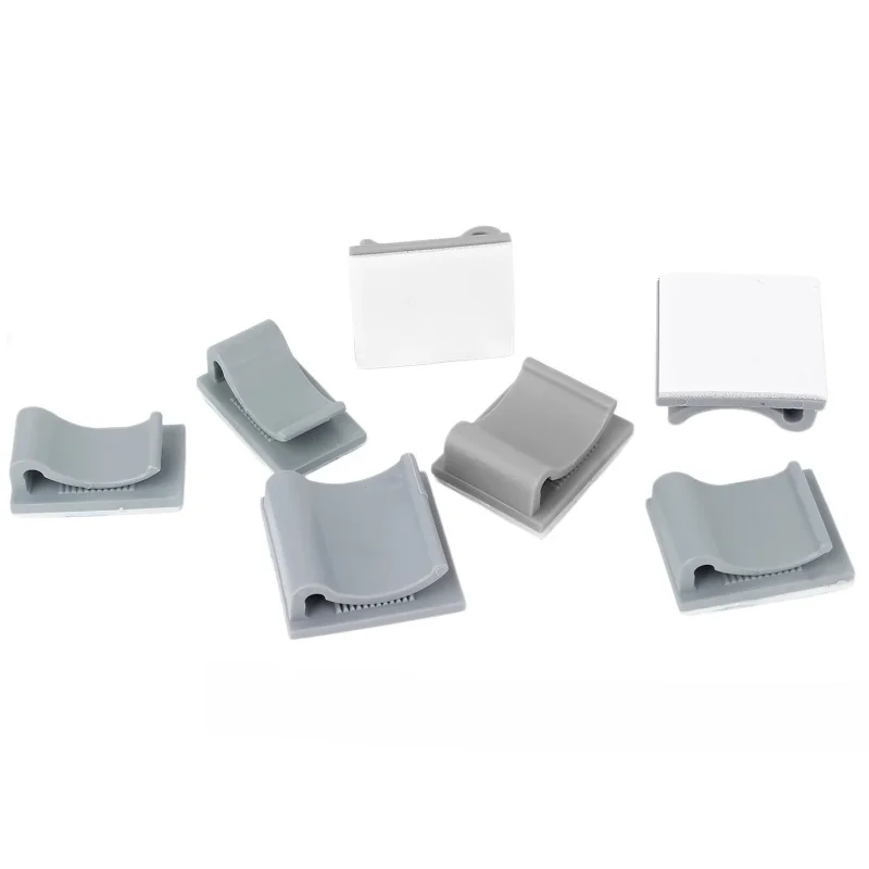 Grey Nylon Cable Management Clips FCN-15/20/25 Sticky Wire Holder Cord Organizer for Home Office Car Desk