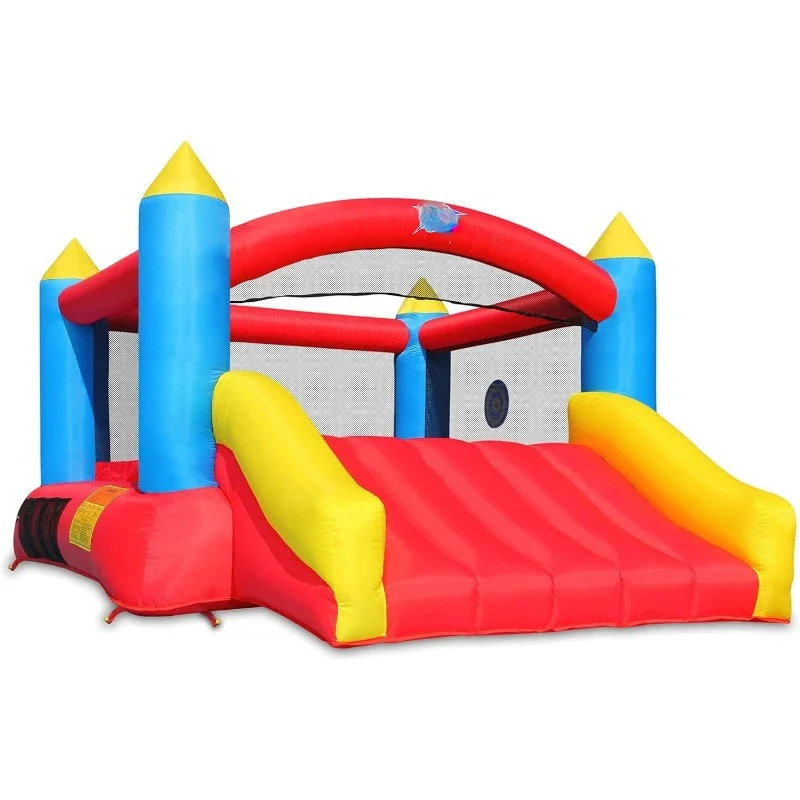 Bounce House, Inflatable Bouncer with Air Blower, Jumping Castle with Slide, Family Backyard Bouncy Castle, Durable Sewn