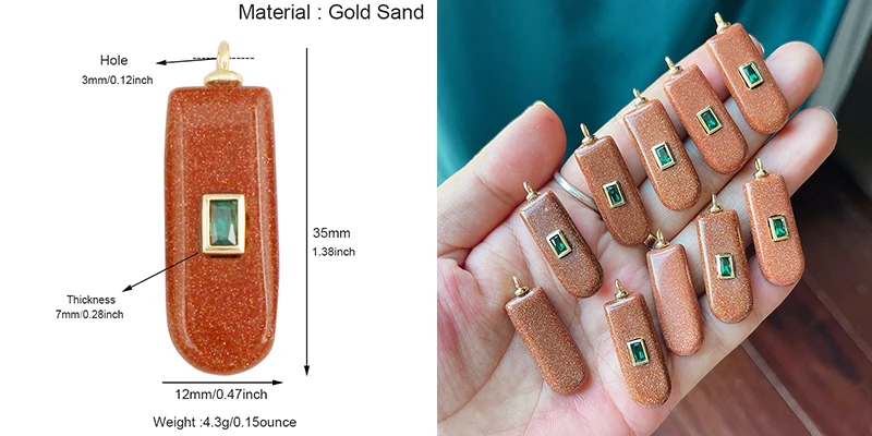 Jade Achat Amethyst Amazonit Wasser Gras Lapis Lazuli Charm Anhänger, 18K echt vergoldet Schmuck für Halskette Handwerk Herstellung S79 – Detail 33
