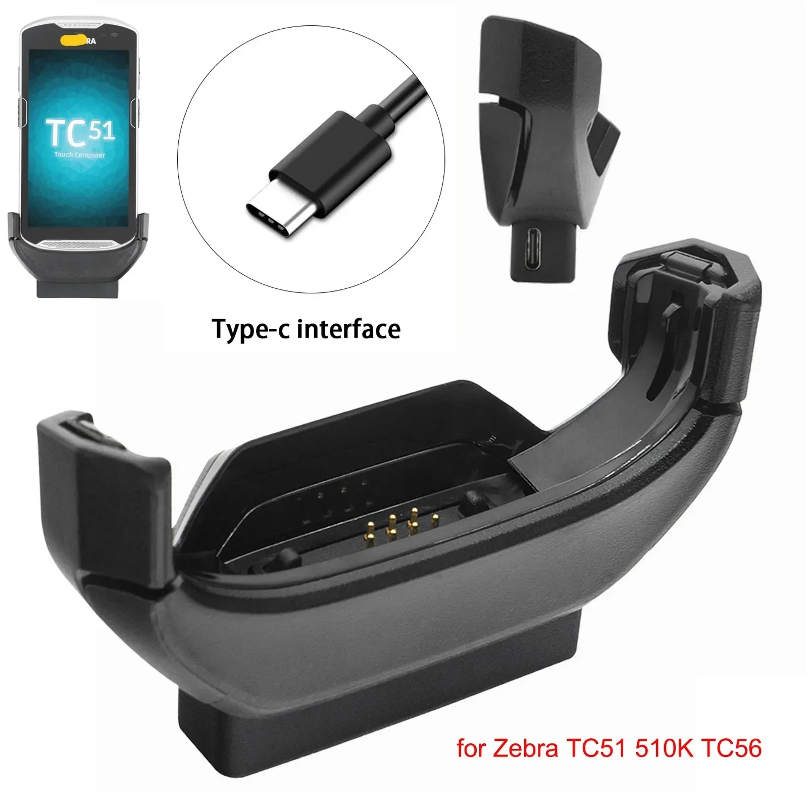 Imagem -02 - Tipo-c Clip on Charger Carregador para Zebra Tc51 510k Tc56 Tc52 Tc57 Adptr-tc56-usbc01 1pc Novo