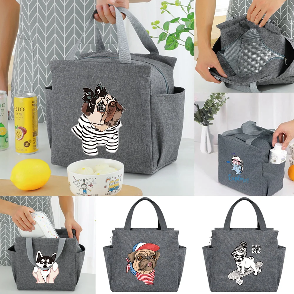 Insulated Lunch Bag New Portable Cooler Bag Thermal Luncheon Box Ice Pack Tote Food Picnic Bags Cute Dog Series Work Lunch Packs