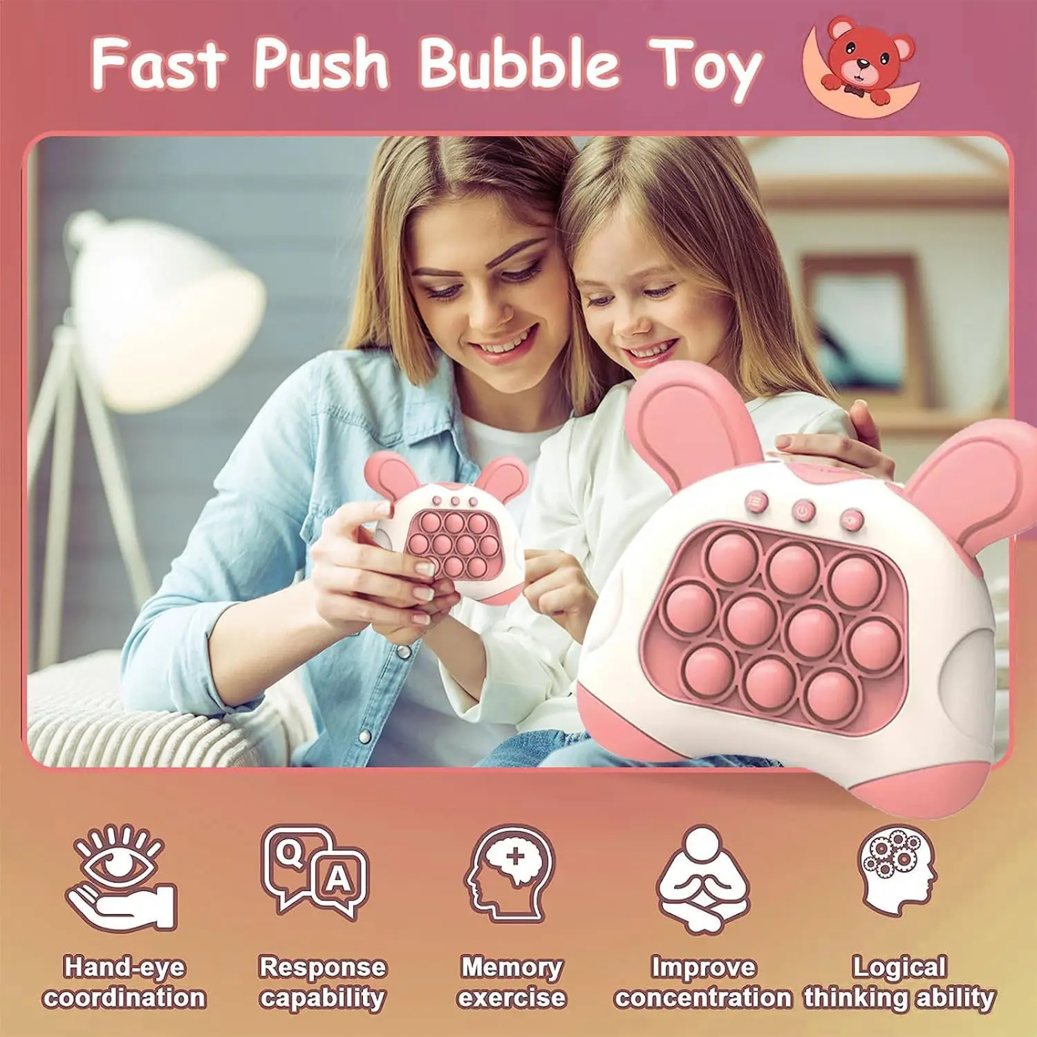 Hot Pop Quick Push Bubbles Game Console Series Toys Funny Whac-A-Mole Toys for Kids Boys and Girls Adult Fidget Anti Stress Toys