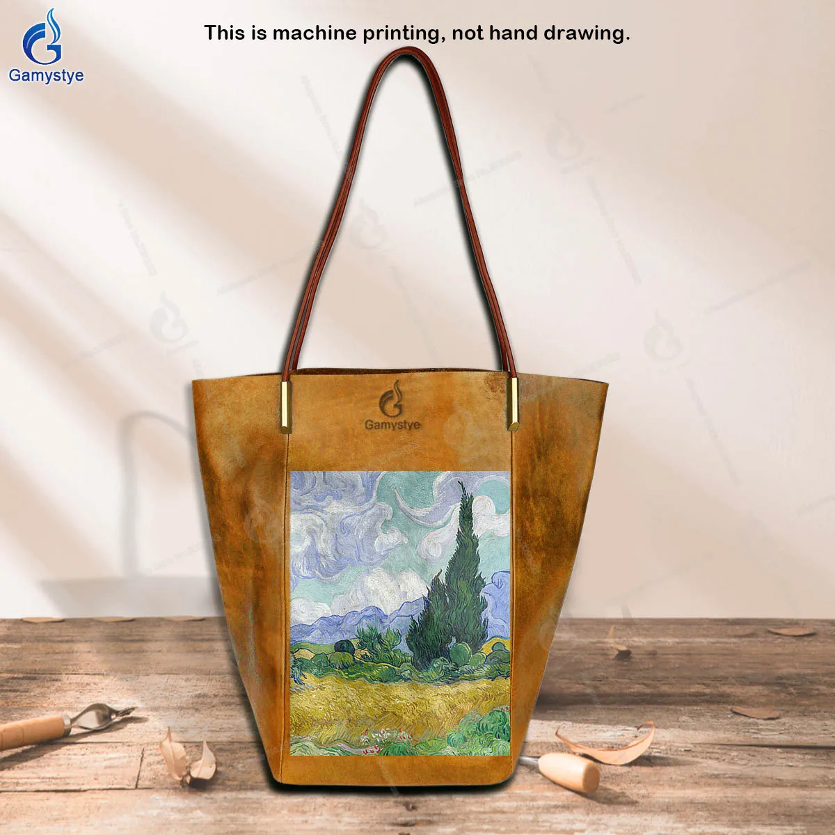 Printed Customize Art Golden wheat fields Bags Women Bags Top-Handle Bag Cross Body Bags Bolsas Marcas 100% Real Cowhide Leather