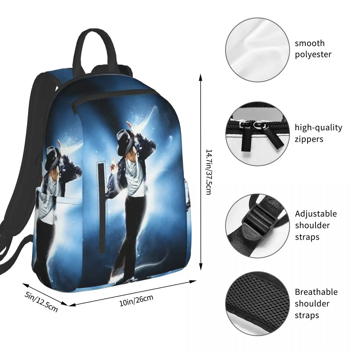 Michael Jackson Musicians Singers Dancers Backpack Student BookBag Kids School Bag Computer Shoulder Bags Boys Girls