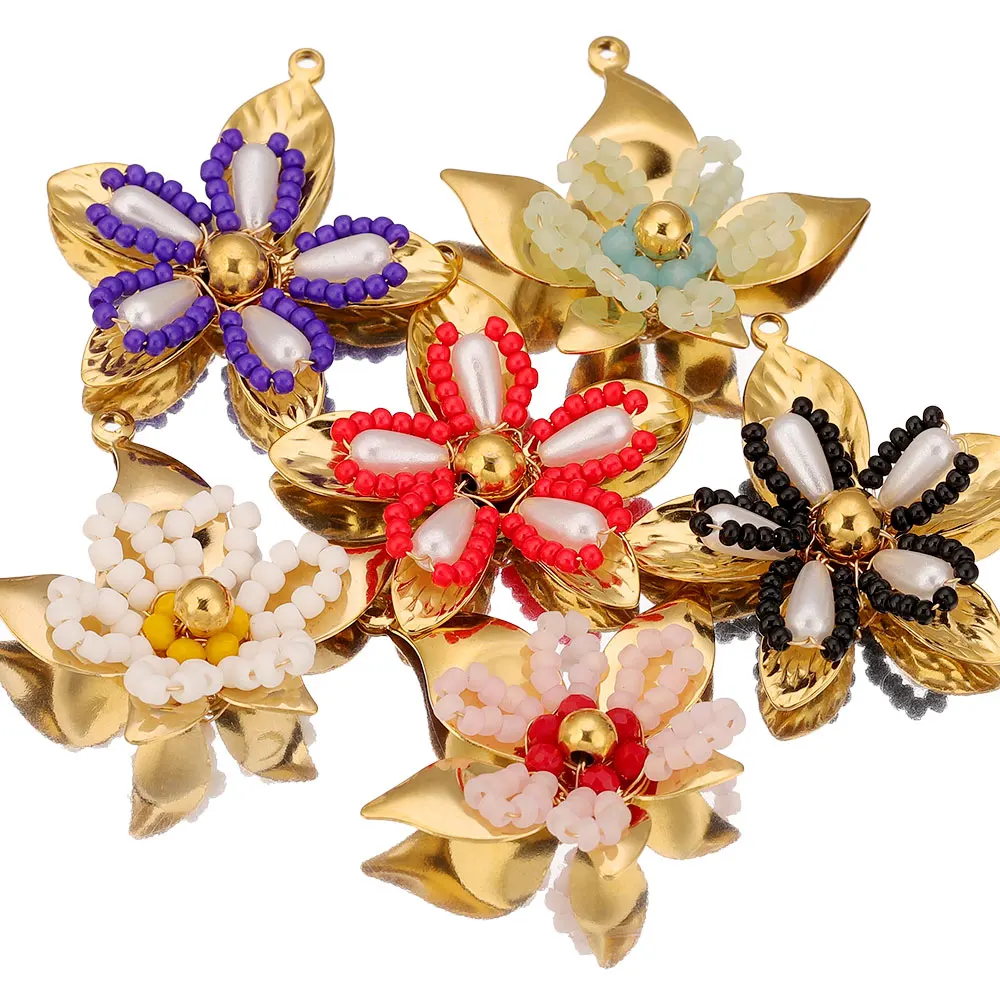 

2 шт., подвески из нержавеющей стали, большой цветок, подвеска, PVD позолоченные металлические серьги, ожерелье, браслет, материалы для изготовления ювелирных изделий, ремесло