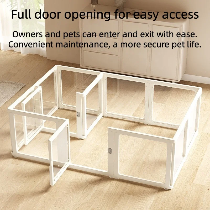 HDPE + Acrylic Cat Playpen with Button Closure Indoor Transparent Pet Fence for Puppy Cat Rabbit Ferret