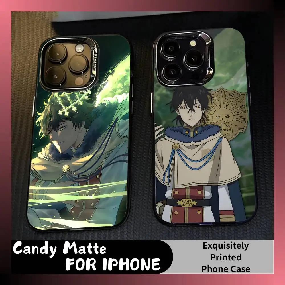 

Y-Yuno Anime B-Black C-Clove Phone Case For iPhone 16 17 15 14 12 13 Pro Max Black Candy Matte Shockproof Cover