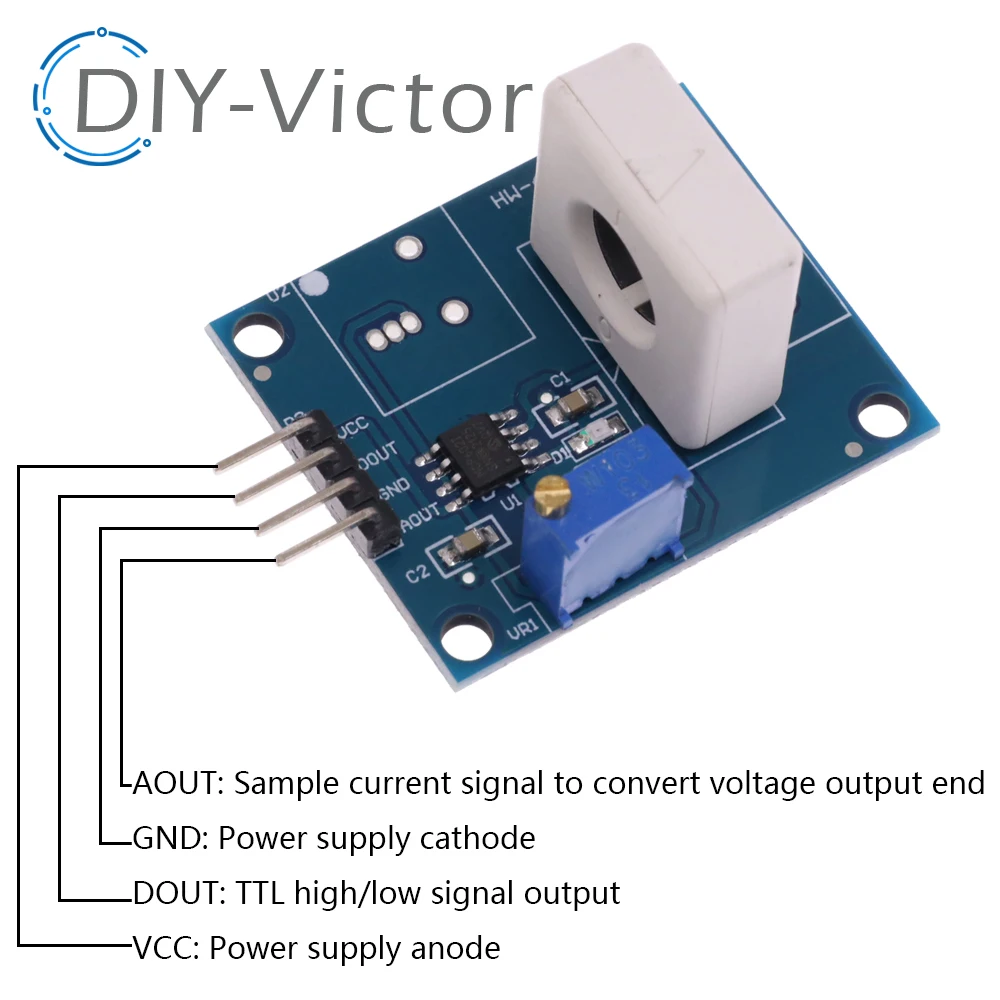 DC 5V WCS1800 Hall-Stromerkennungssensormodul 35A Präzise mit Kurzschluss-Überstromsignallampe A/D-Umwandlung