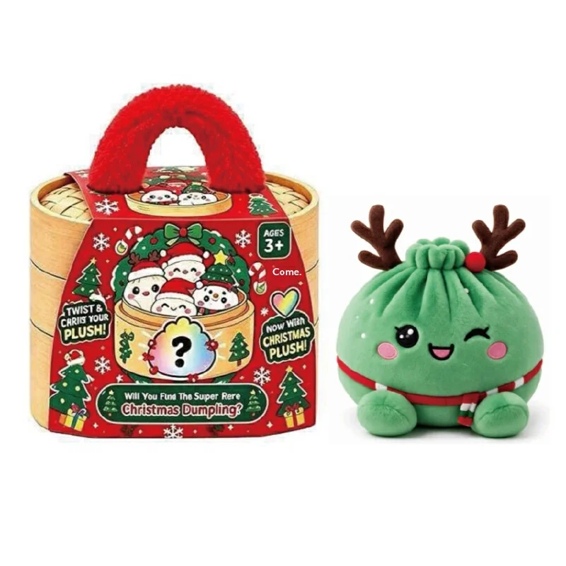 New Cute Christmas Steamed Bun Plush Toy Soft Stuffed Dumpling Plushie Stress Relief Doll Home Desktop Decor