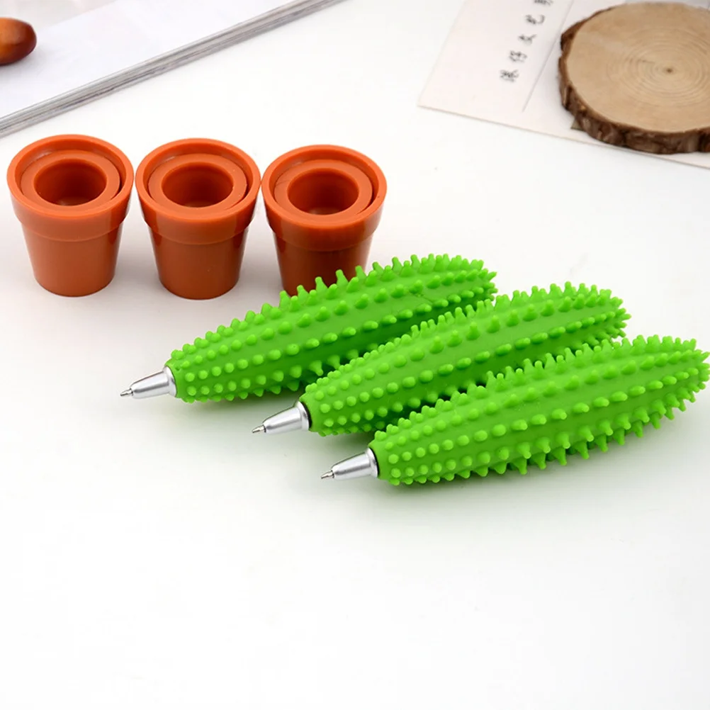 

2Pcs Cactus Ballpoint Pen for Creative School Use Premium Plastic Smooth Writing Ball Pen Pupil Gift Cactus Design