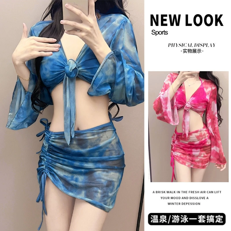 

Американская мода сексуальное бикини из четырех частей бикини купальник женский сплит новый консервативный женский купальник с длинными рукавами