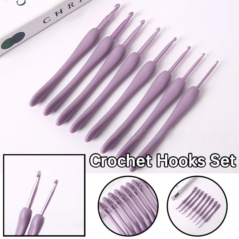 

Purple Crochet Hooks Ergonomic Crochet Hook Set 8Pcs Weaving Knitting Needles Hooks for Sewing Crafts Stitching for Beginners