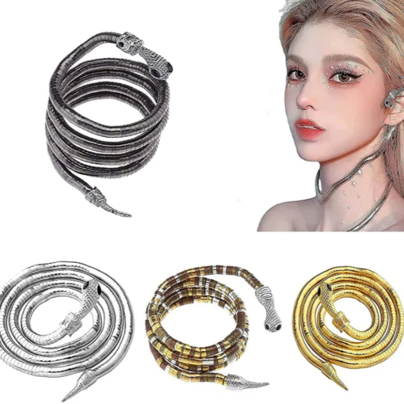 Snake Bone Chain Snake Shape Necklace Fashion Punk Jewelry Accessories Women Men Twistable Wrap Necklace Collar Bendable