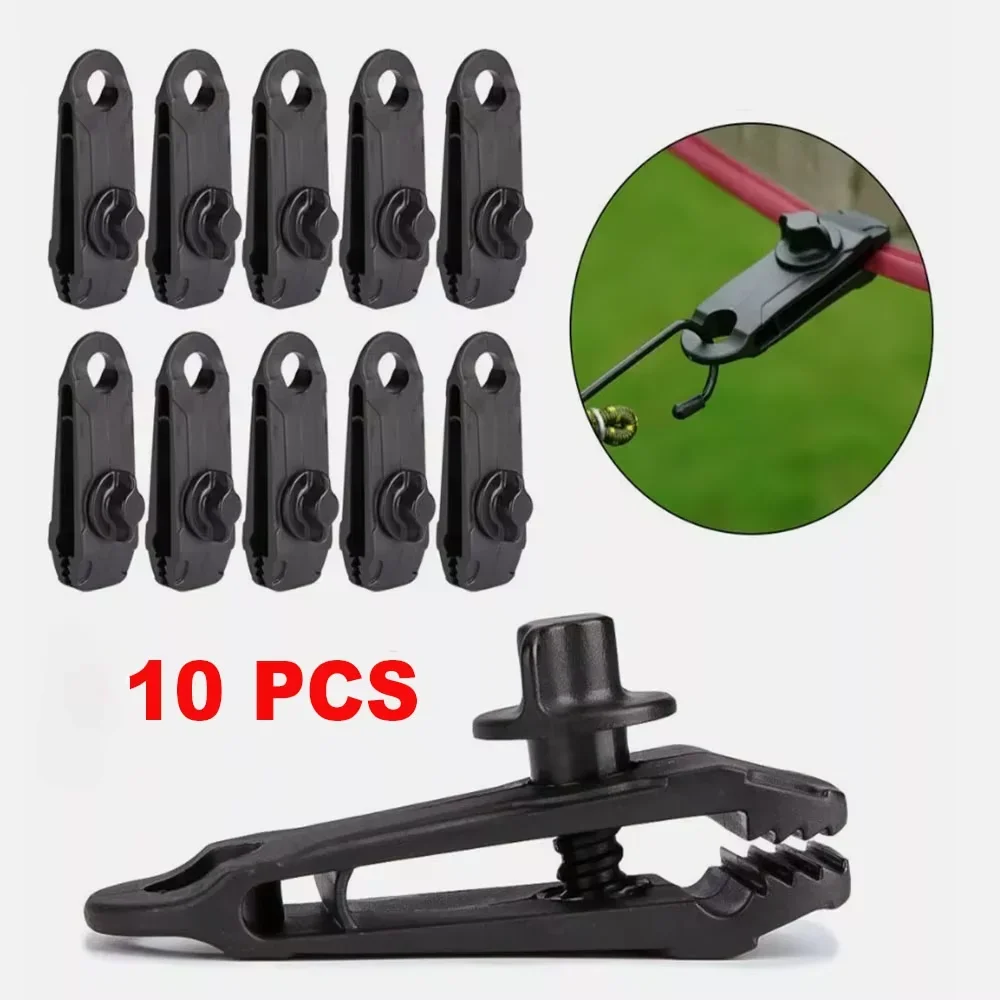 10 Uds. Clip para toldo de tienda, cuerda de viento para exteriores, abrazaderas reutilizables, hebilla de lona para toldo, accesorios para refugios de acampada y montañismo