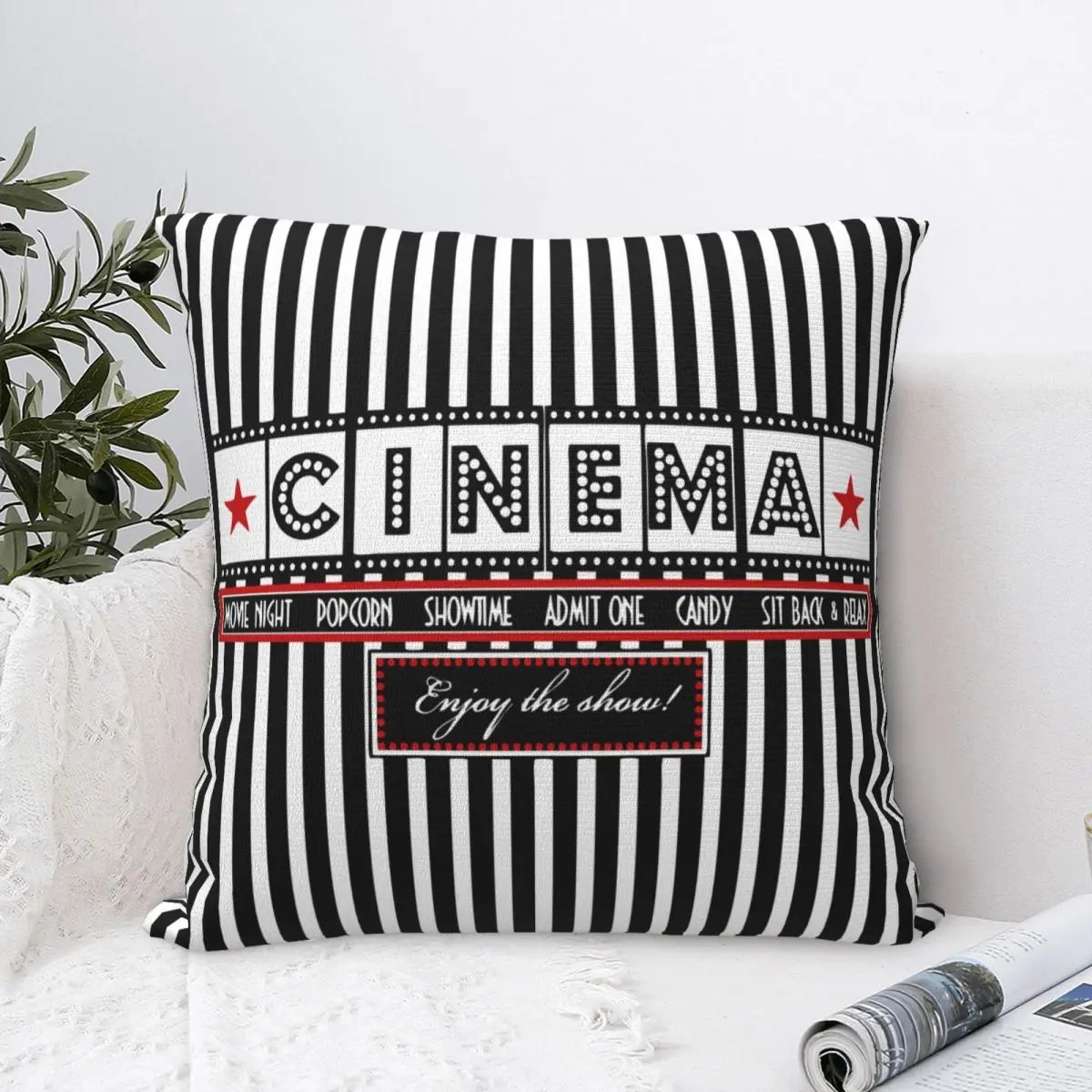 Movie Theater Striped Cinema Ticket Pillowcases Polyester Sofa Production Film Cushion Cover Creative Home Decor Pillow Cover