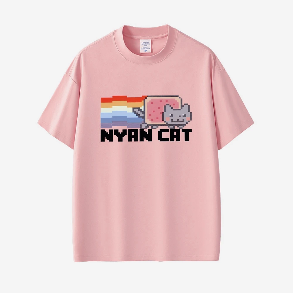 Game Rainbow Nyan Cat Funny Meme Women's T-shirt Fashion Casual T Shirt Unisex Cute Kawaii T-shirts Fans Gift Women's Clothing