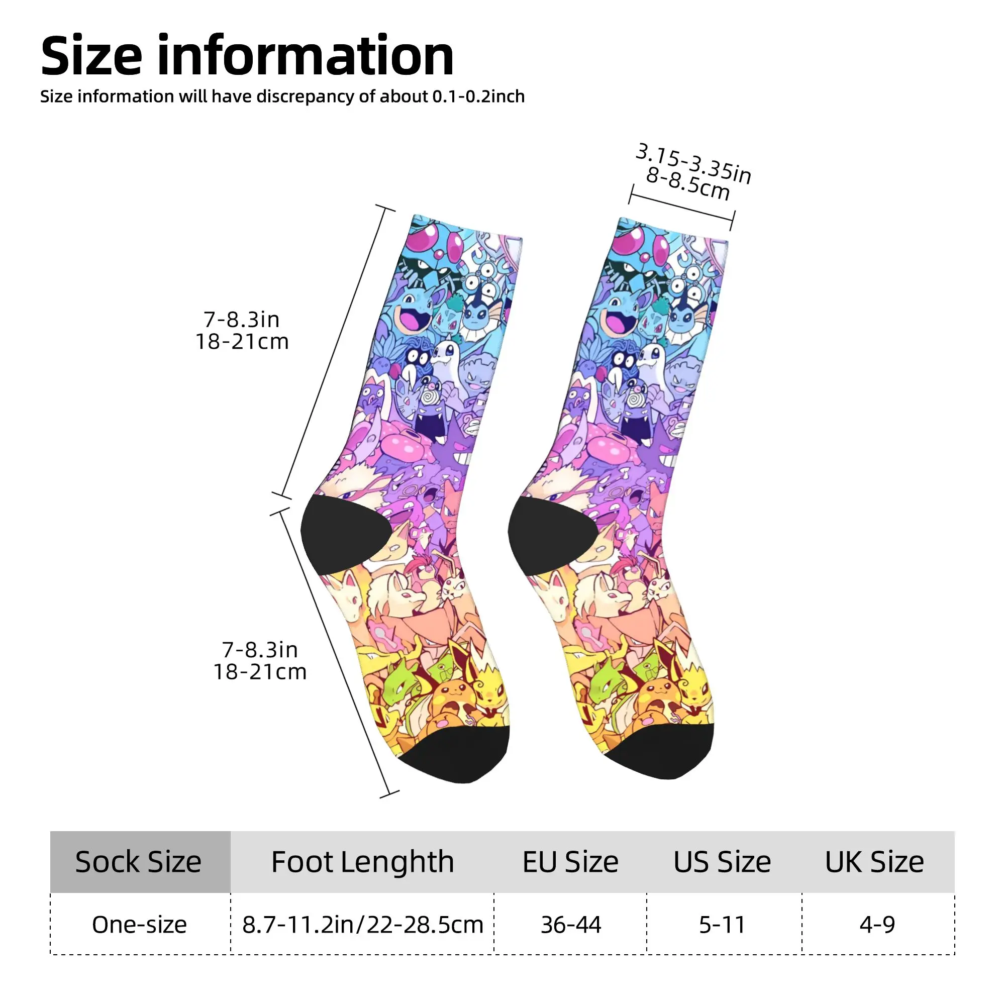 Skarpety P-Pokemons Męskie Damskie Poliester Śmieszne Wesołe Skarpety Harajuku Wiosna Lato Jesień Zima Skarpety Średniej Długości Prezent