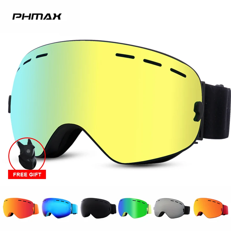 PHMAX gafas de esquí de doble capa UV400 gafas de esquí antiniebla máscara de esquí hombres mujeres gafas de nieve Pro gafas de deportes de nieve de