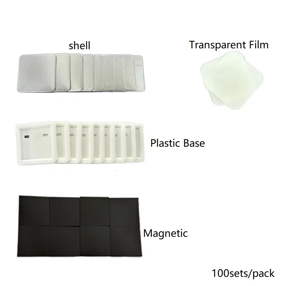 

100pcs 50*50mm 2inch Square magnetic button badges blank material button badge parts for diy button badge making