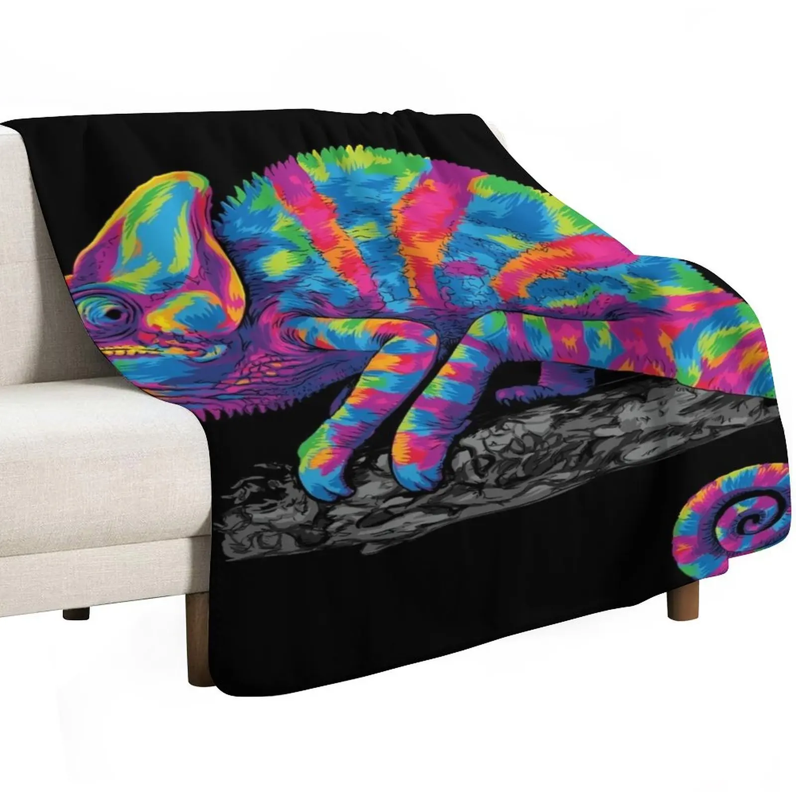 Colorful Chameleon Throw Blanket Beautifuls Large Kid'S cosplay anime Flannel Fabric Summer Beddings Blankets 2
