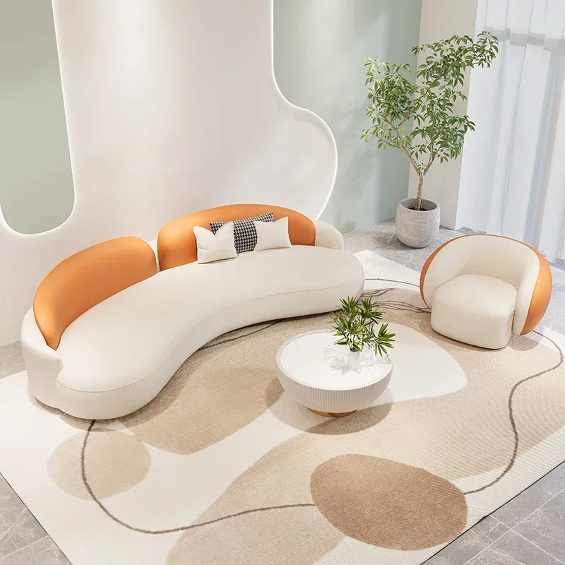 Sofás elegantes de lujo para sala de estar, sofás seccionales, color naranja, Kawaii, bonito, color blanco, Divani Da Soggiorno
