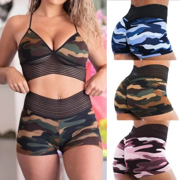 Explosive Women's Camouflage Leggings Hip Plus-size Shorts For Women Gym Shorts