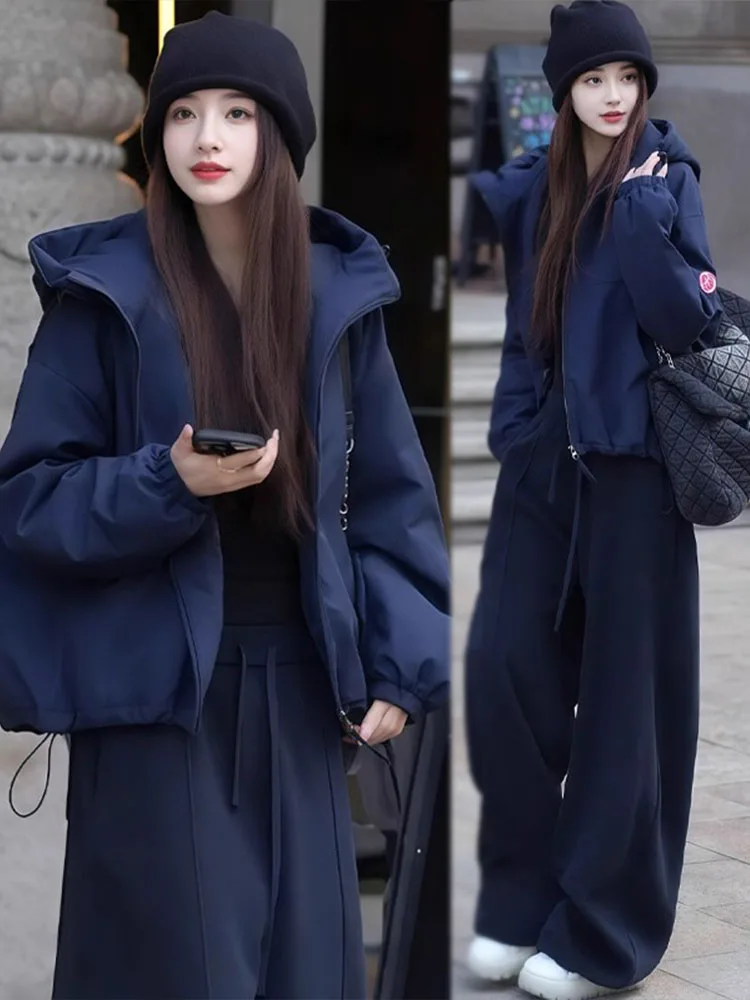 

Утепленная женская хлопковая куртка в американском стиле, зимняя новинка, модная, с капюшоном, универсальная, на молнии