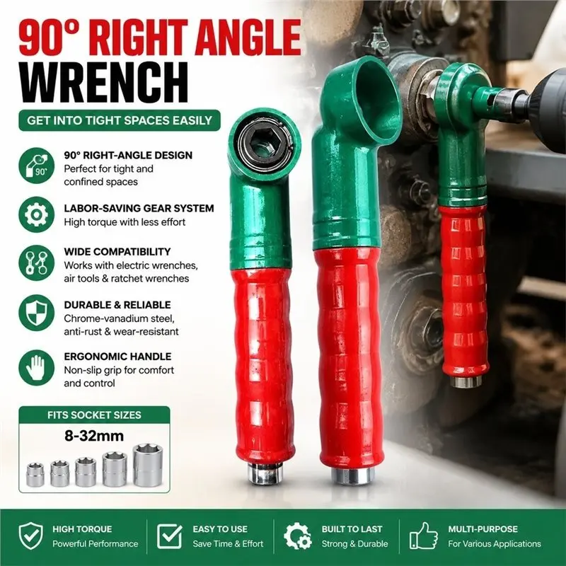 B50C Gear Reduction Adapter 90° L-Shaped Right Angle Wrench For Impact Driver Electric Pneumatic Ratchet 8-32Mm Socket