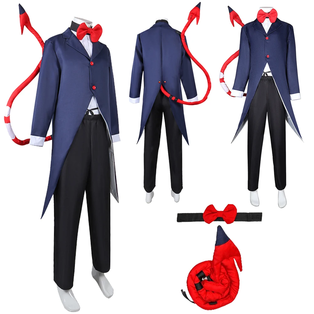 

Moxxie Cosplay Cartoon Helluva Cos Boss Roleplay Anime Costume Adult Unisex Tail Neck Tie Set Outfits Halloween Party Suit