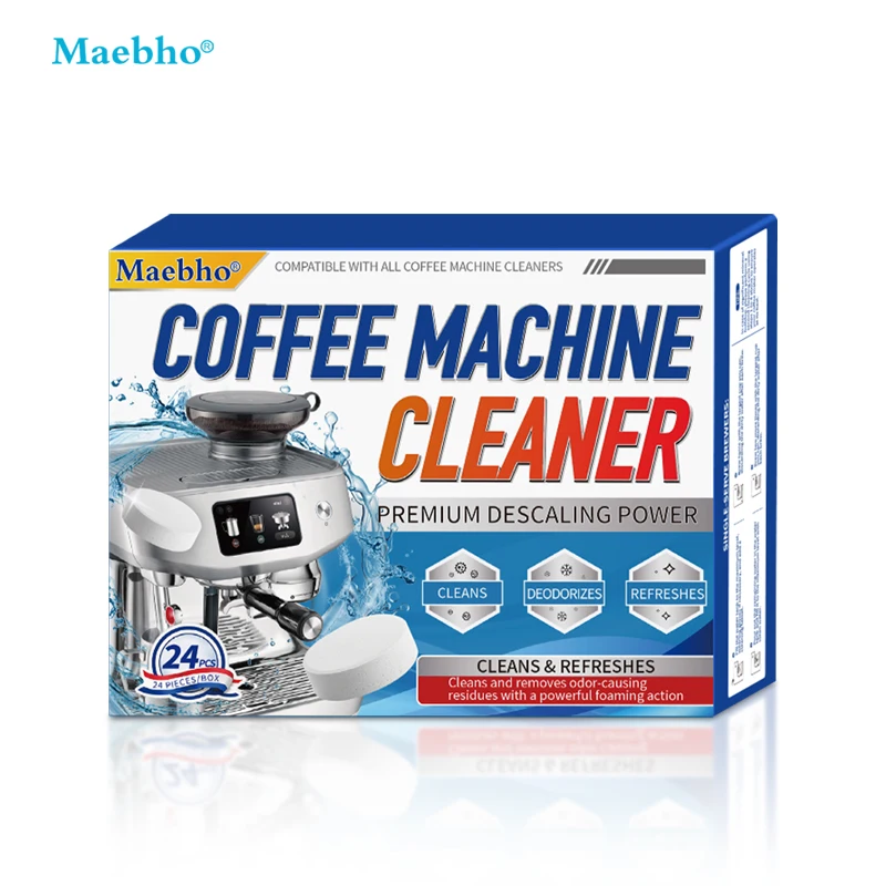 

Coffee machine cleaning tablets, suitable for all models of coffee machines. Household stainless steel cleaning tablets, for cleaning coffee machine filters - removing dirt and stains.