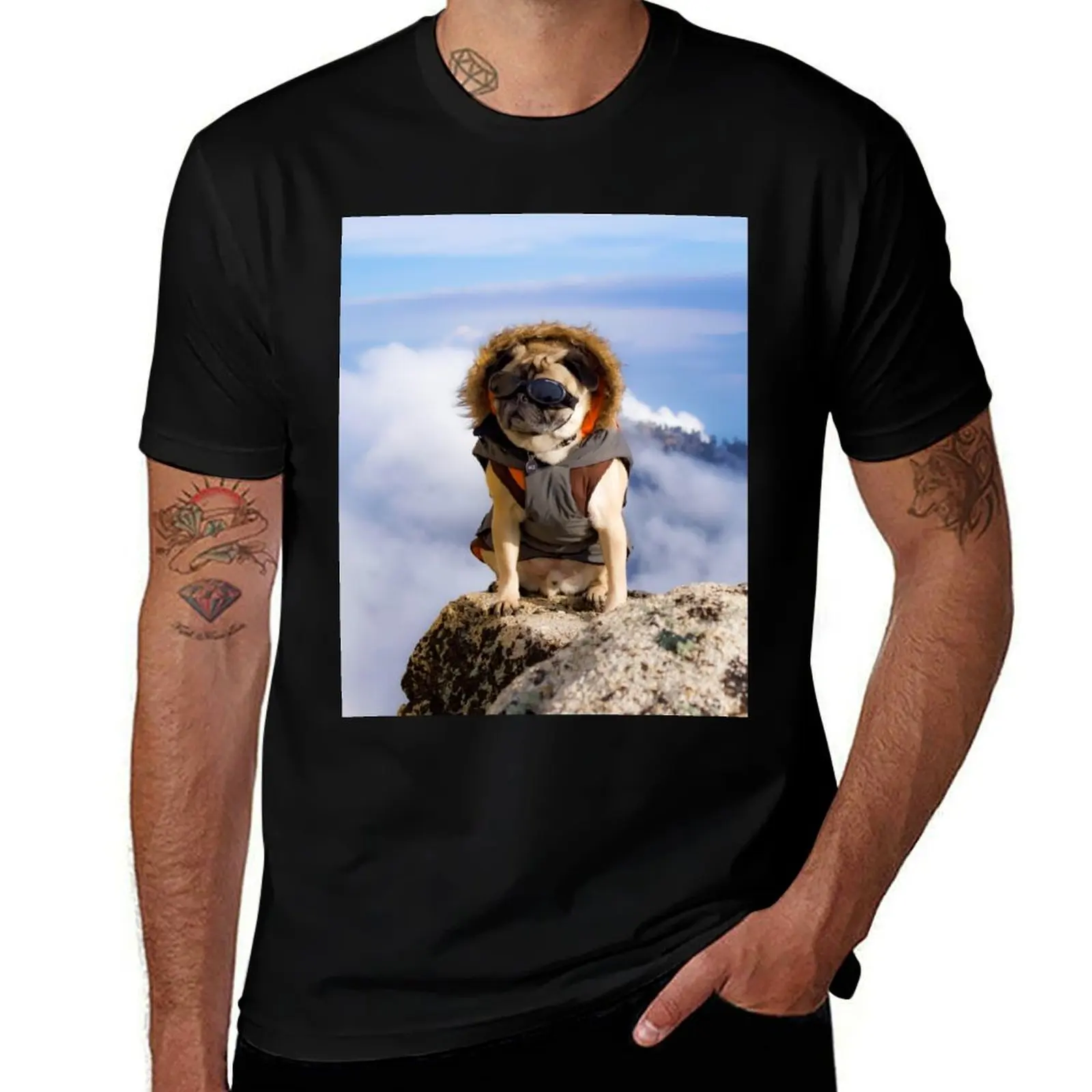 

Mack the Mountain Climbing Pug T-Shirt anime customizeds cotton man t-shirts mens funny t shirts