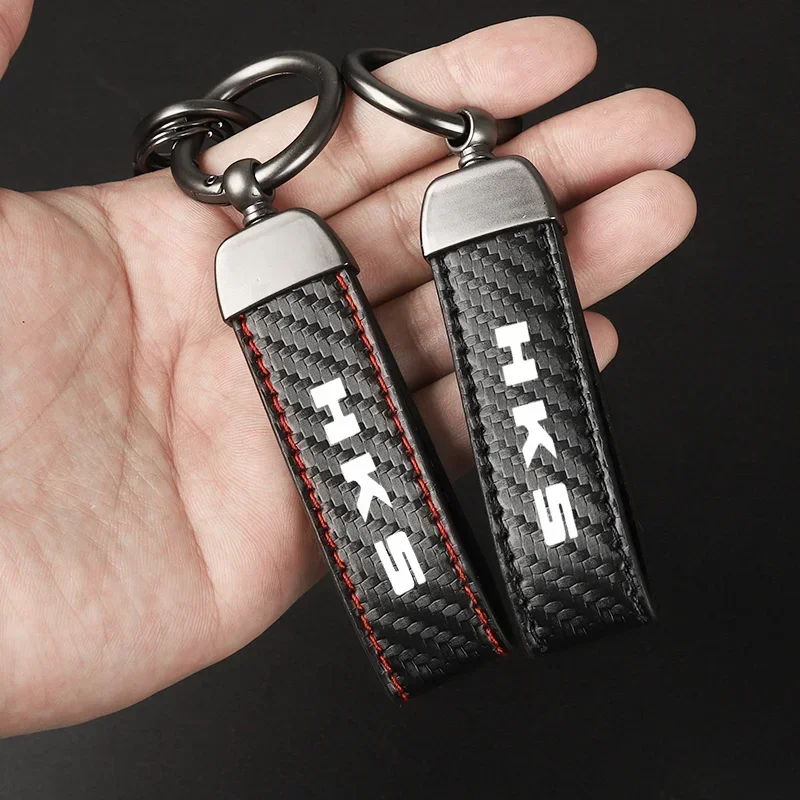 JDM Culture Style Keyring carbon fiber leather Personality Fashion Keychain Key Rings FOR HKS YOLOHAMA ADVAN RAYS MINI JCW