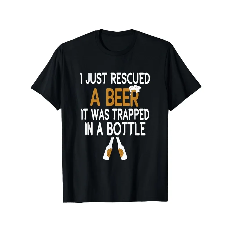 

Funny Beer Lover T Shirt for Men I Just Rescued a Beer It Was Trapped in a Bottle Party Drinking Humor Tee Gift Idea