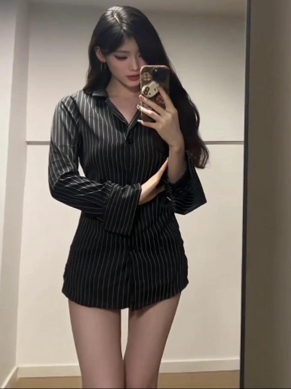 

Сексуальная блузка для секретарши с полосатым воротником, приталенная, с эффектом утяжки талии, хлопковая, с длинным рукавом, для создания стройного силуэта