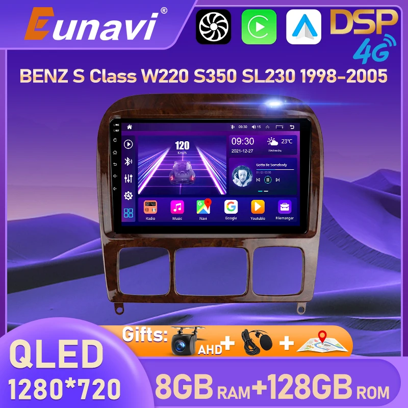 Eunavi Android Авто GPS для Mercedes Benz S Class W220 S280 S320 S350 S400 S430 S500 1998-2005 автомобильный радио мультимедиа 2din Carplay