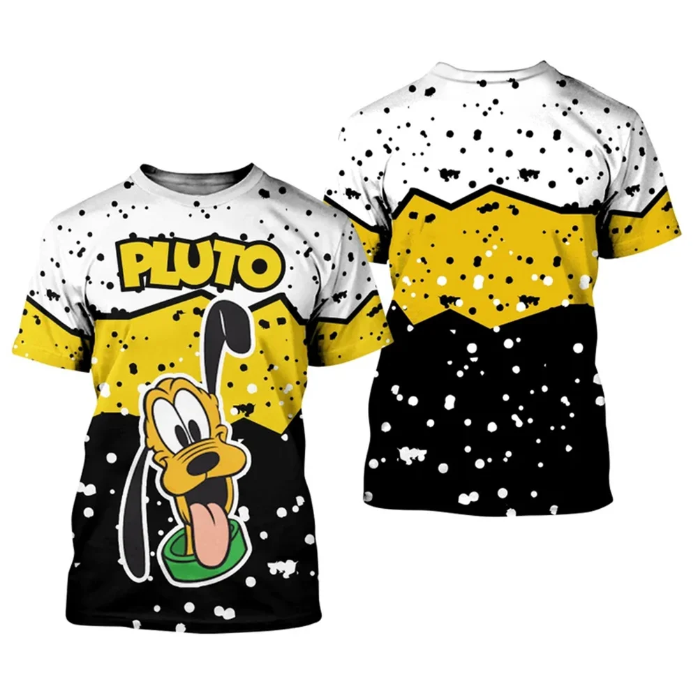 

Pluto Dog Ink Paint Splatter Yellow Black Disney Graphic Cartoon Outfits Unisex All Over Print T-shirts Clothing Men Women