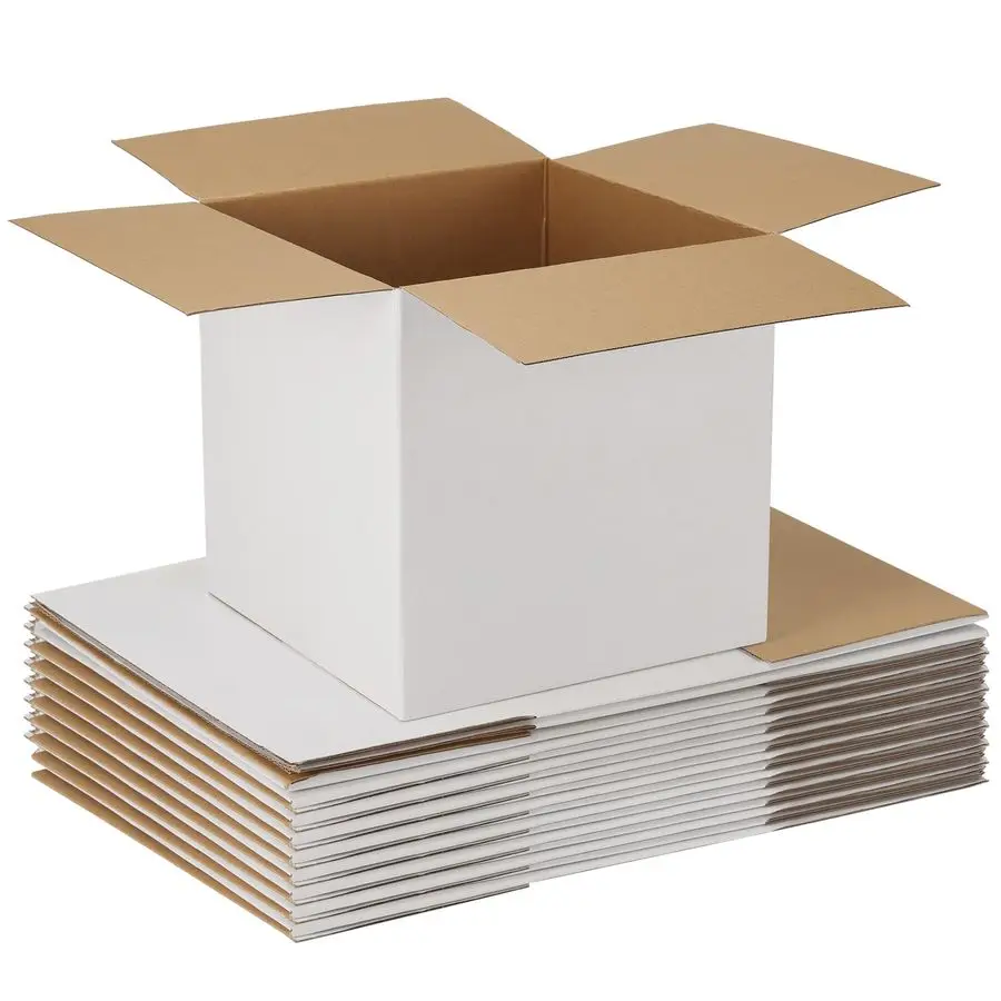 

Набор из 10 коробок 12x12x12 для малого бизнеса, белые гофрированные картонные коробки для упаковки, переезда, почтовых отправлений и хранения.