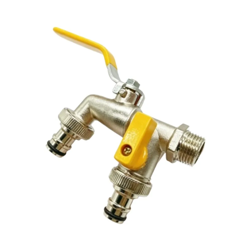 1/2 Inch Dual Outlet Hose Splitter for Garden Faucet Copper Body Leak Resistant Design Compatible with Common Hoses