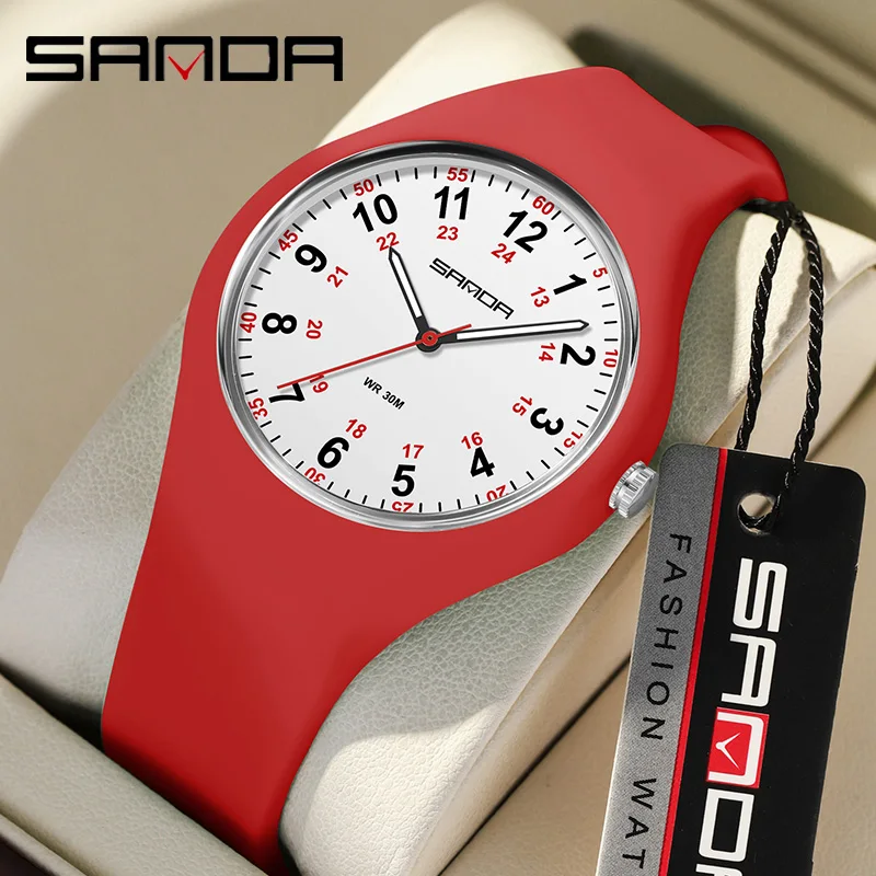 

SANDA Hot sale Women's Quartz Watch Waterproof Clock Silicone Strap Fashion Leisure Sports Ms Electronic Wrist watch Reloj Mujer