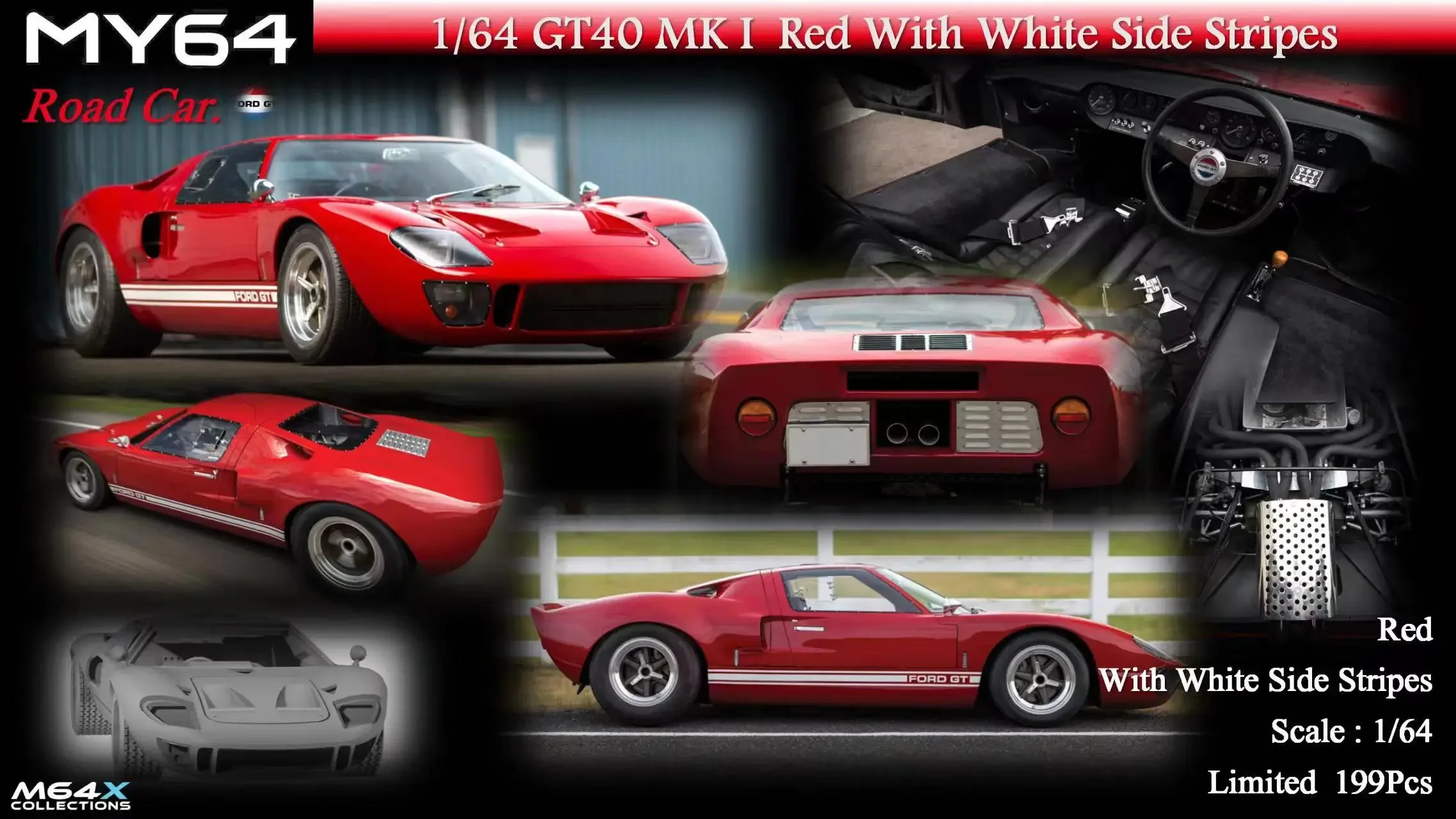 **Preorder**MY64 1:64 GT40 Race /Road Car Resin Model Car